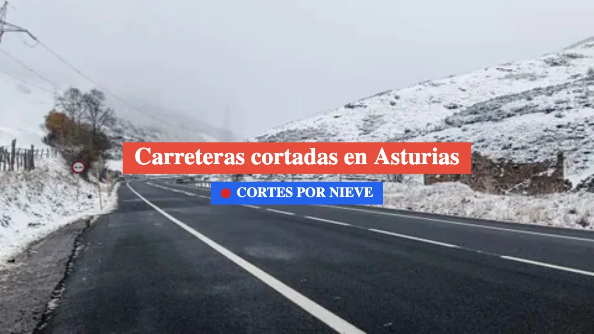 cortes de carreteras en Asturias por nieve 9 febrero