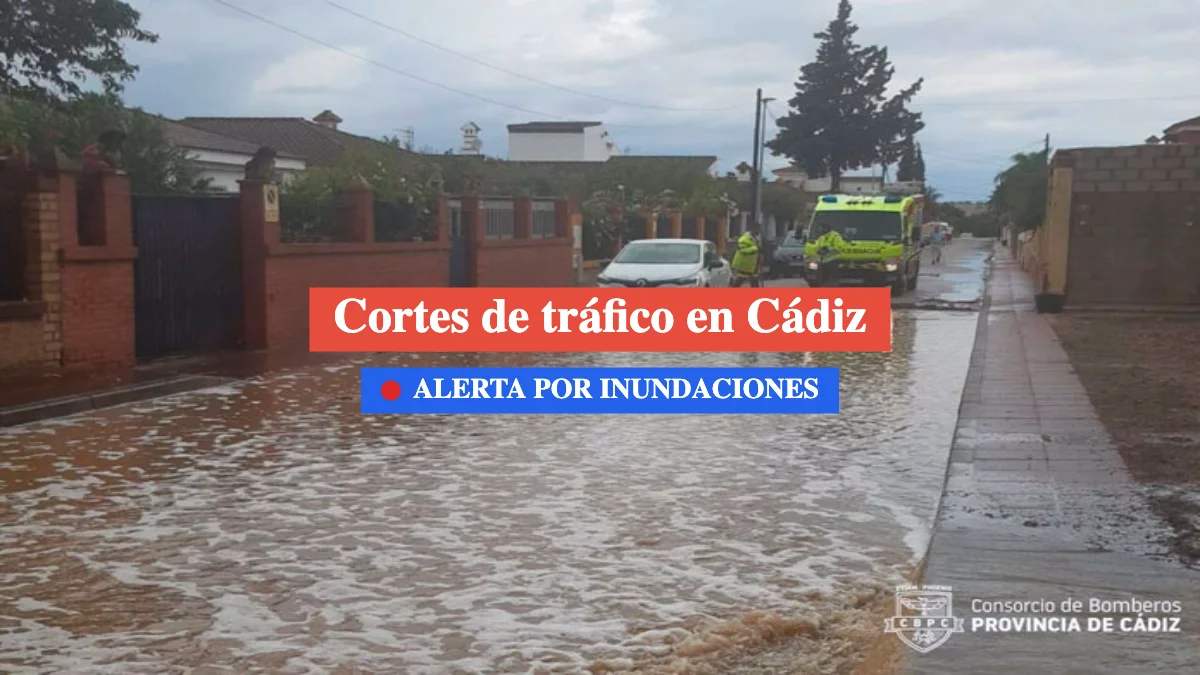 Cortes de carreteras en Cádiz por inundaciones 7 febrero