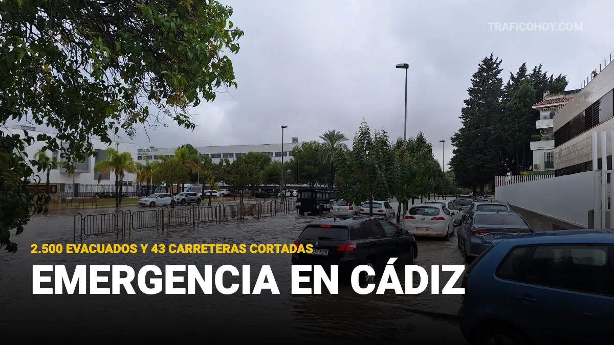 Situación de emergencia en Cádiz: más de 2.500 evacuados y 43 carreteras cortadas