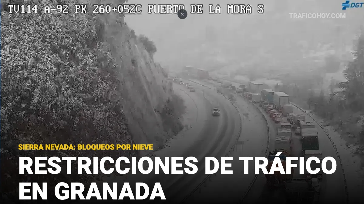 Restricciones de tráfico en Granada: cortes por nieve en Sierra Nevada y avisos por inundaciones este martes 17 de febrero
