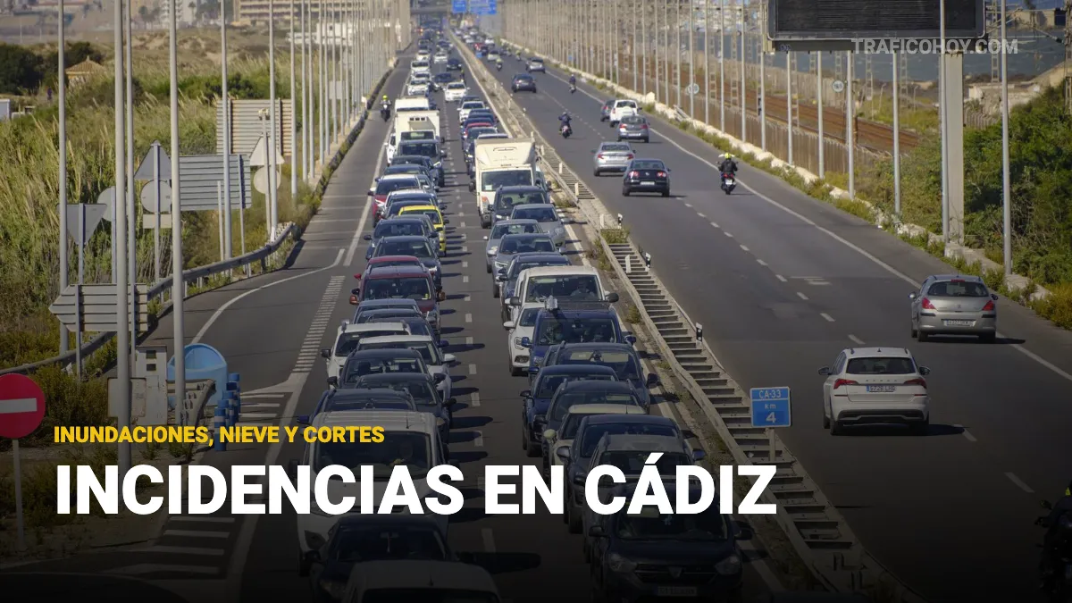 Caos en Cádiz este sábado: 67 carreteras afectadas