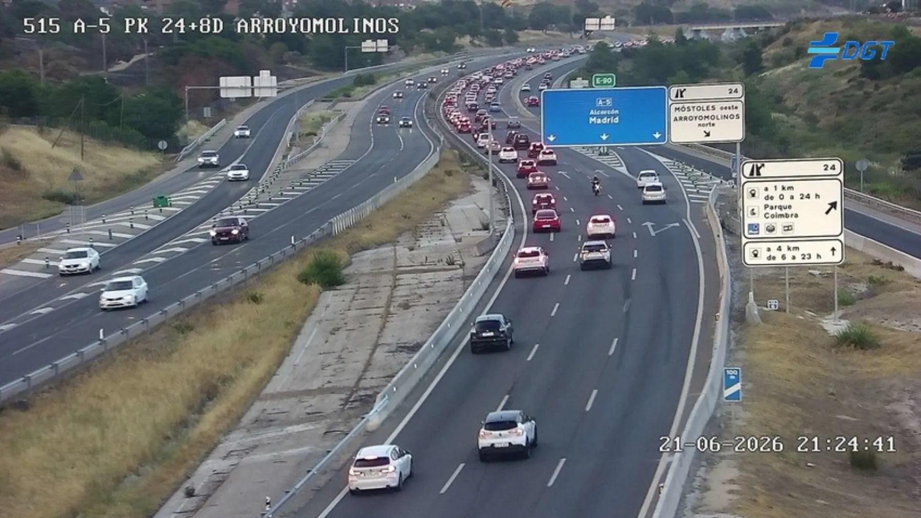 Accidente en la A-5 en Arroyomolinos Madrid: tráfico lento en 2 km en la entrada a la capital