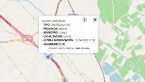 Accidente en la MU-32 en Lorquí Murcia: hasta 3 km de retenciones en la salida de la capital
