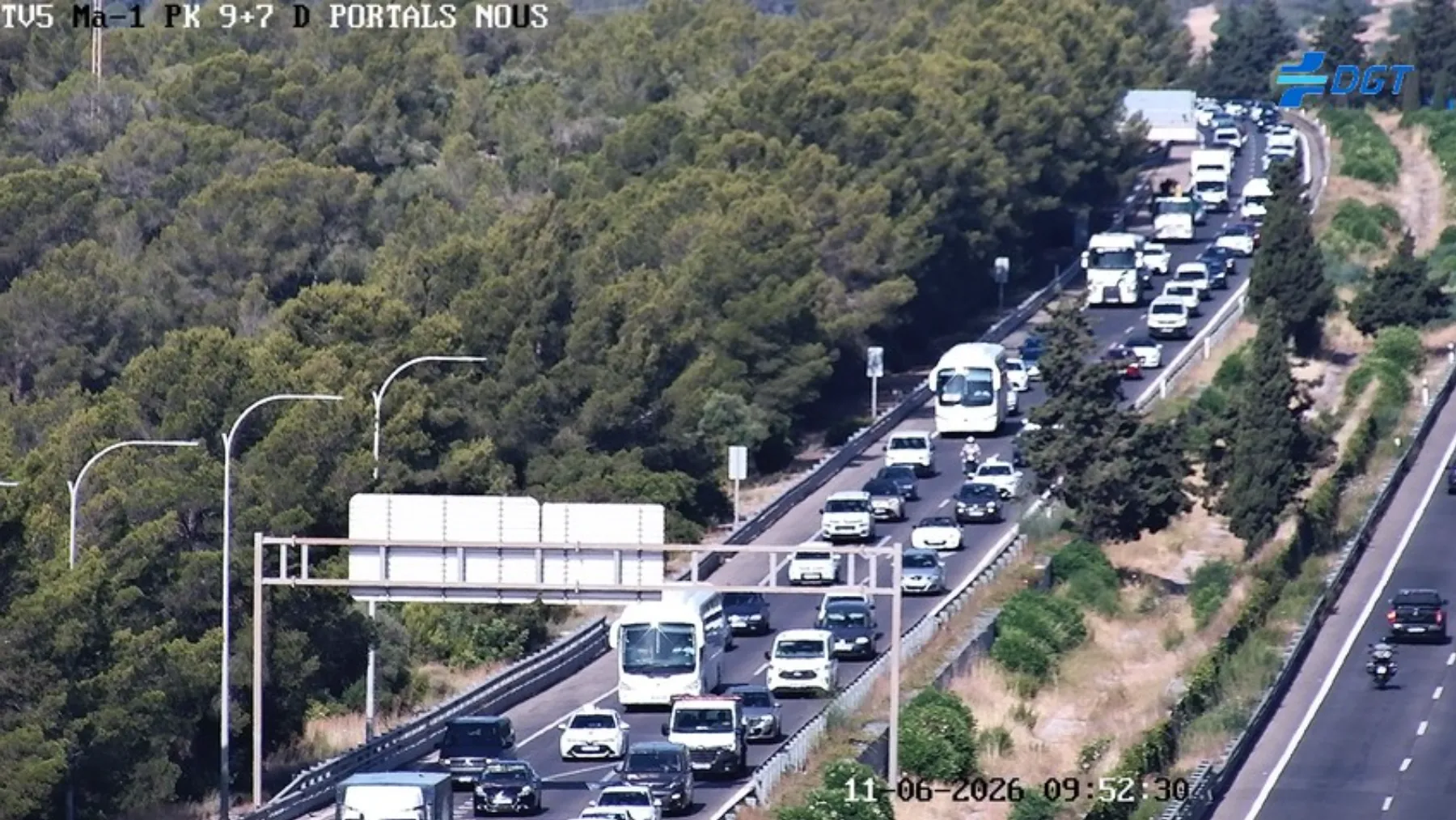 Accidente en la Ma-1 en San Agustín complica el tráfico sentido Palma con 4 kilómetros de retención