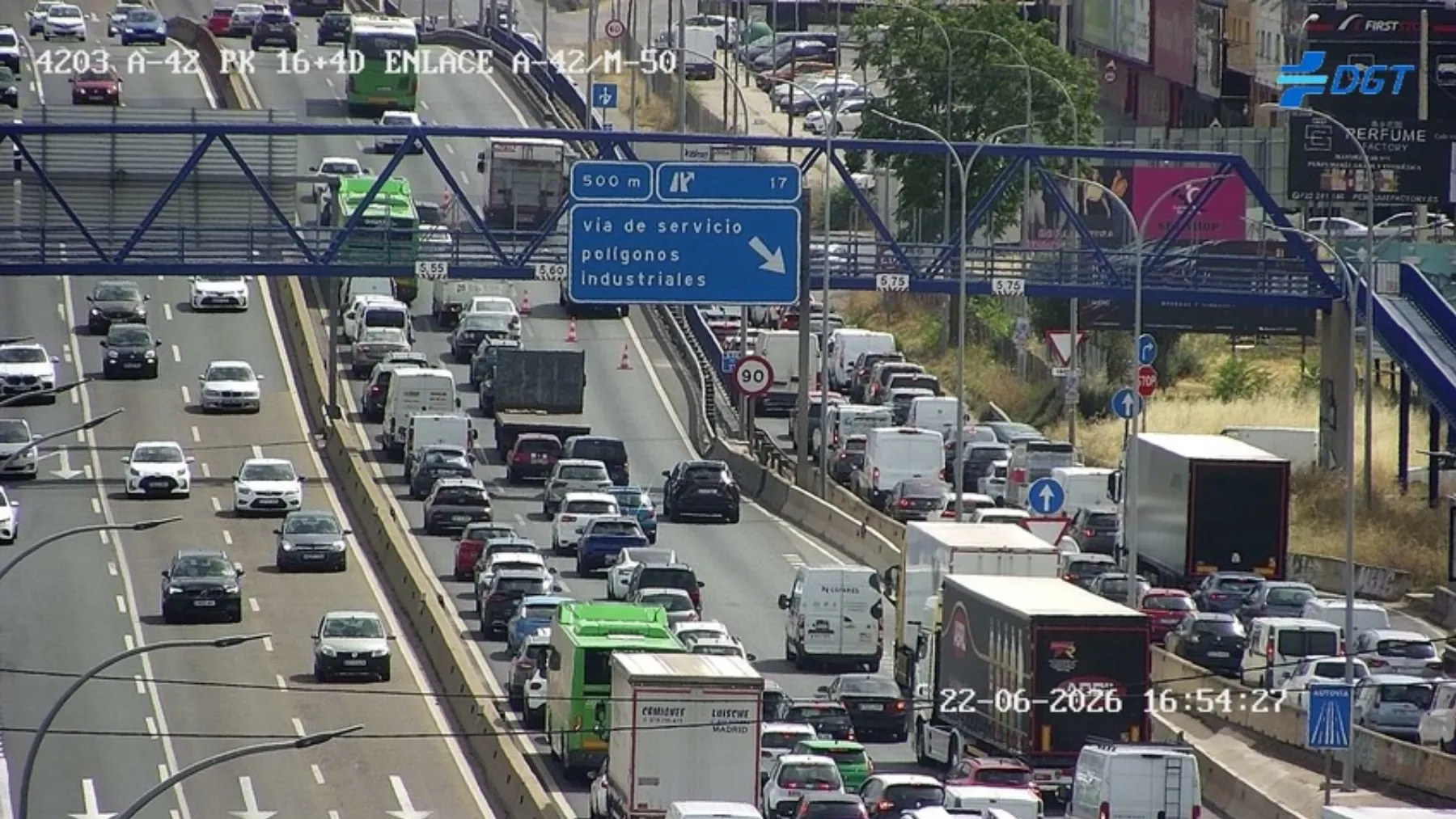 Accidente en la A-42 en Fuenlabrada km 16,9: carril derecho cortado en la salida de Madrid