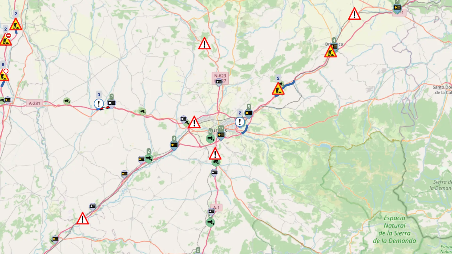 Cortada la A-231 en Burgos por un accidente en Villasandino: problemas de tráfico en dirección a la capital