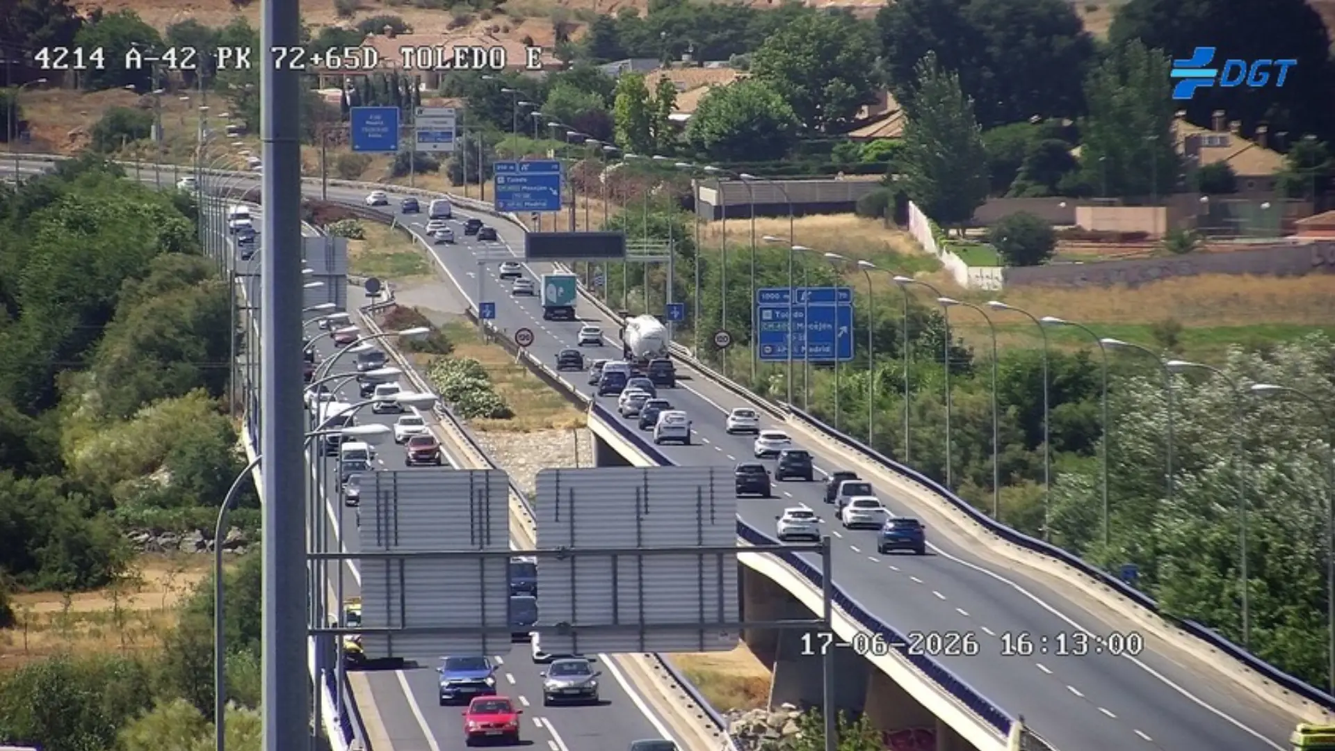 Accidente en la A-42 en Toledo: cortado un carril en Santa Bárbara y problemas en la salida de la ciudad