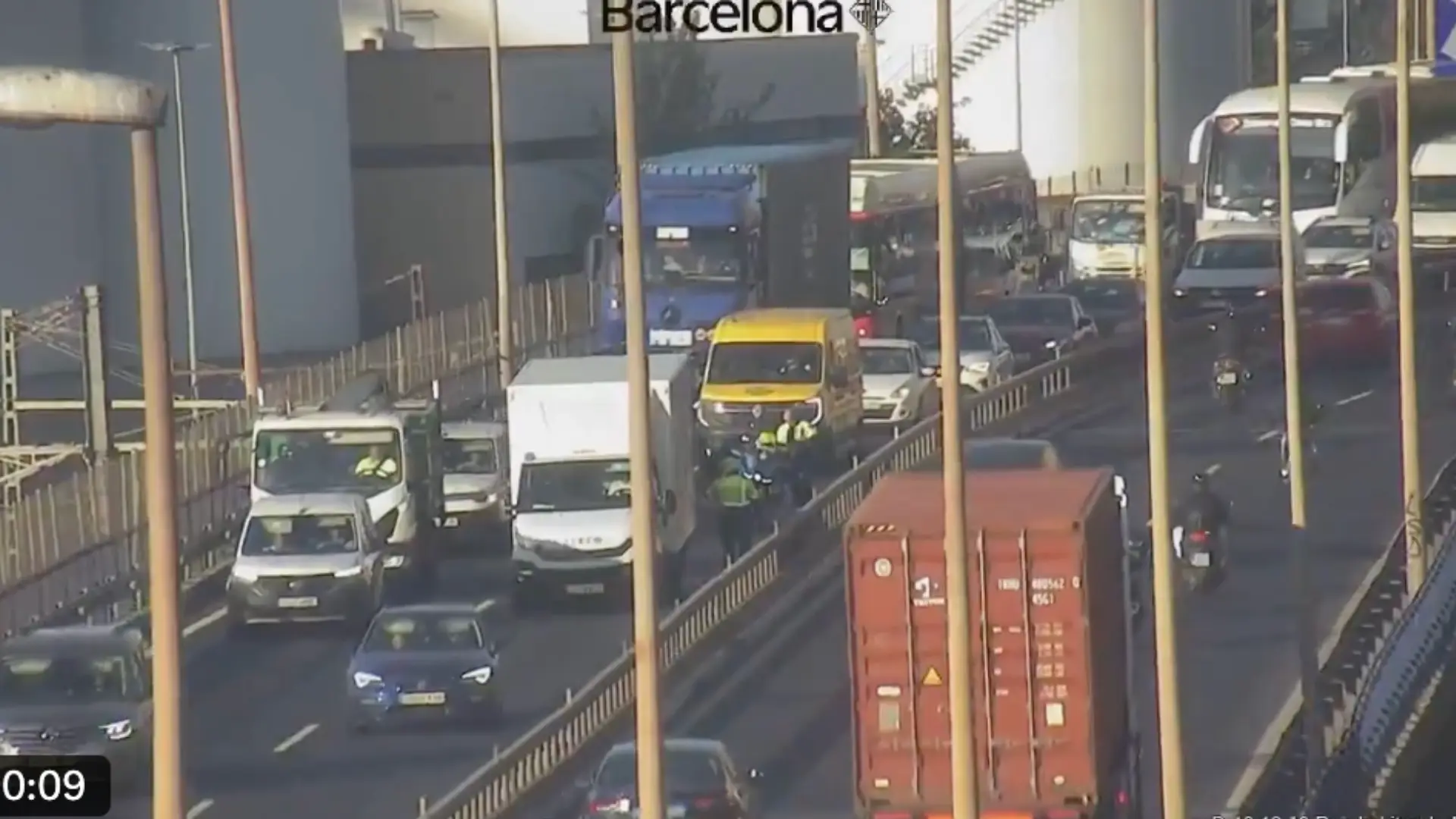 La ronda del Litoral en Barcelona vuelve a colapsarse: una avería provoca 7 kilómetros de retenciones