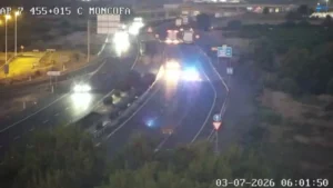 Un accidente corta la AP-7 entre Chilches y Moncófar (Castellón): la DGT desvía el tráfico por la A-7