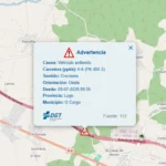 Cortada la A-6 en Lugo por el incendio y accidente de un camión: desvío habilitado en Serín hacia Benavente