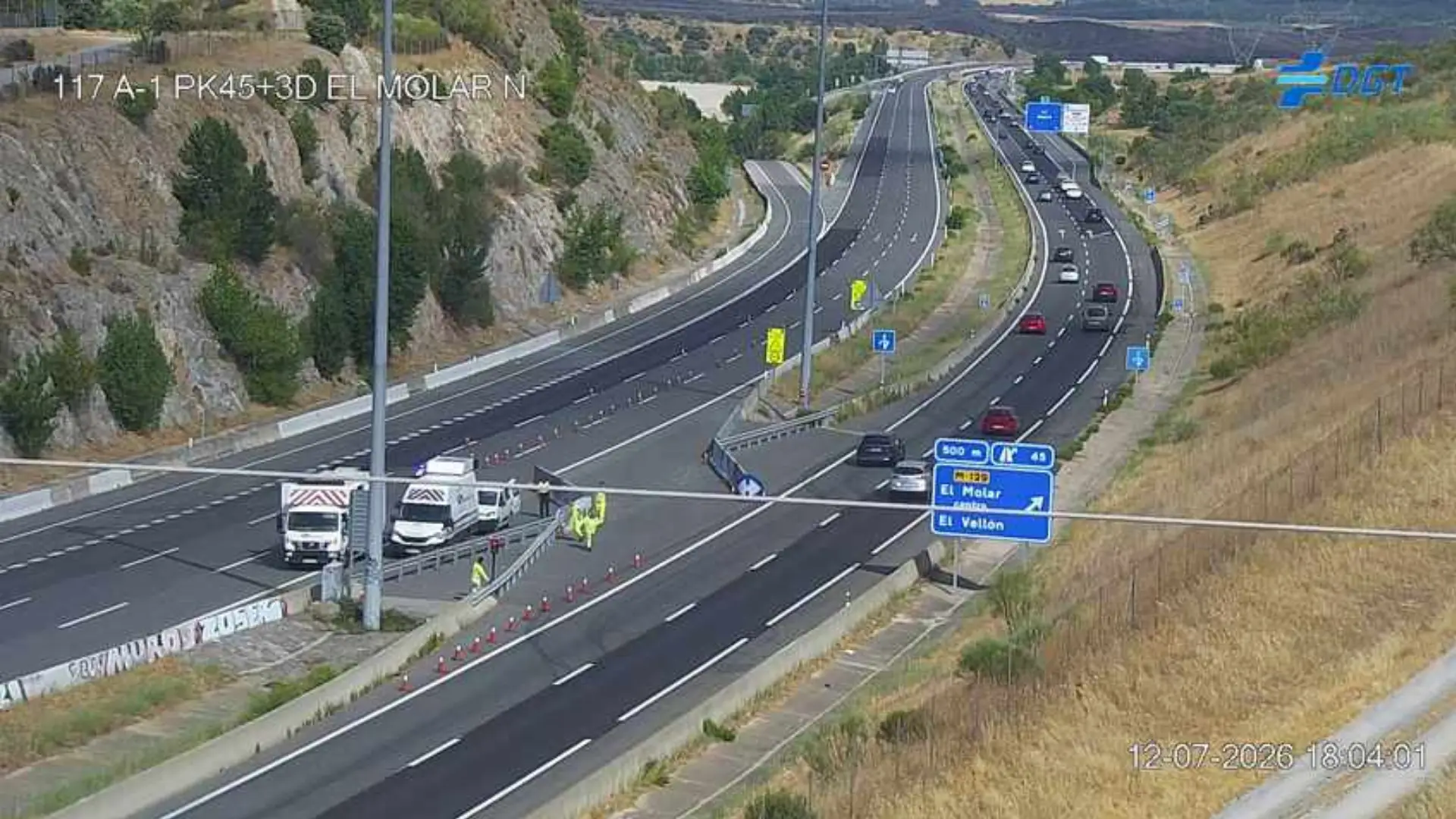 Accidente en la A-1: un carril cortado y otro adicional complican la entrada a Madrid