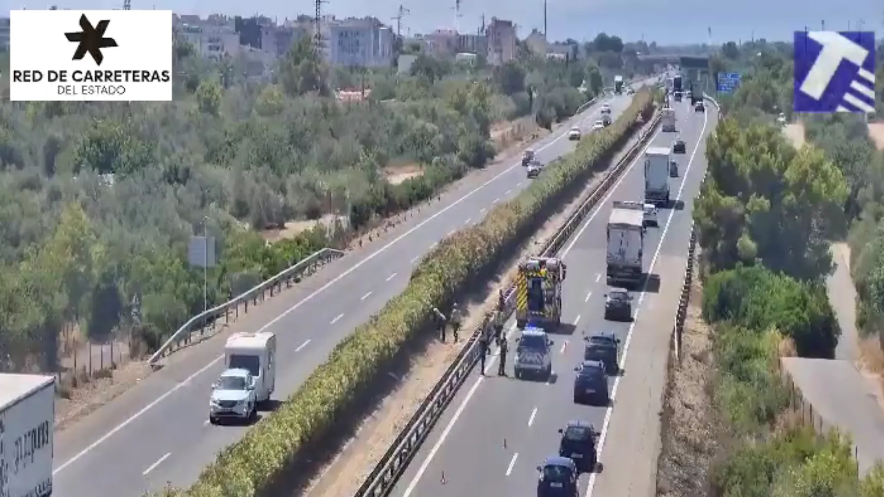 Corte de carril en la AP-7 a la altura de L'Ametlla de Mar por un incendio de vegetación
